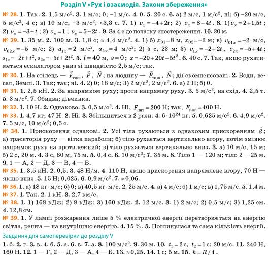 Відповіді до вправ і завдань для самоперевірки - Фізика. 9 клас. Бар’яхтар